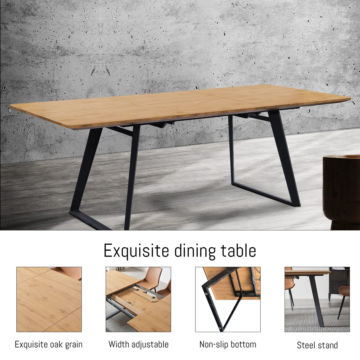 ZckyCine Modern mid-Century Dining Table Dining Table and Chairs for 6 Rectangular Wooden Dining Table Expandable Dining Table Space-Saving ZckyCine