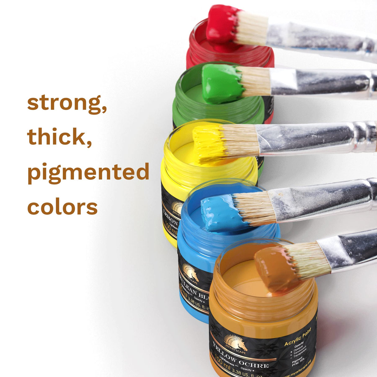 MyArtscape Acrylic Paint Set - 12 x 100ml Bottles - Artist Quality Paints - Lightfast - Heavy Body - Highly Pigmented Colors with Great Coverage - MyArtscape