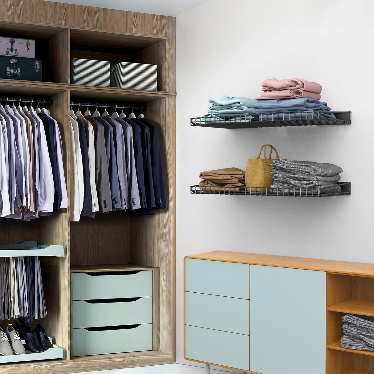 Ultrawall Wall Mounted Shelf for Garage, 2 Pack 23.5inch x 12inch Metal Shelf Rack, Heavy-Duty Wall Shelves Suitable for Shop, Shed, Garage Storage Ultrawall