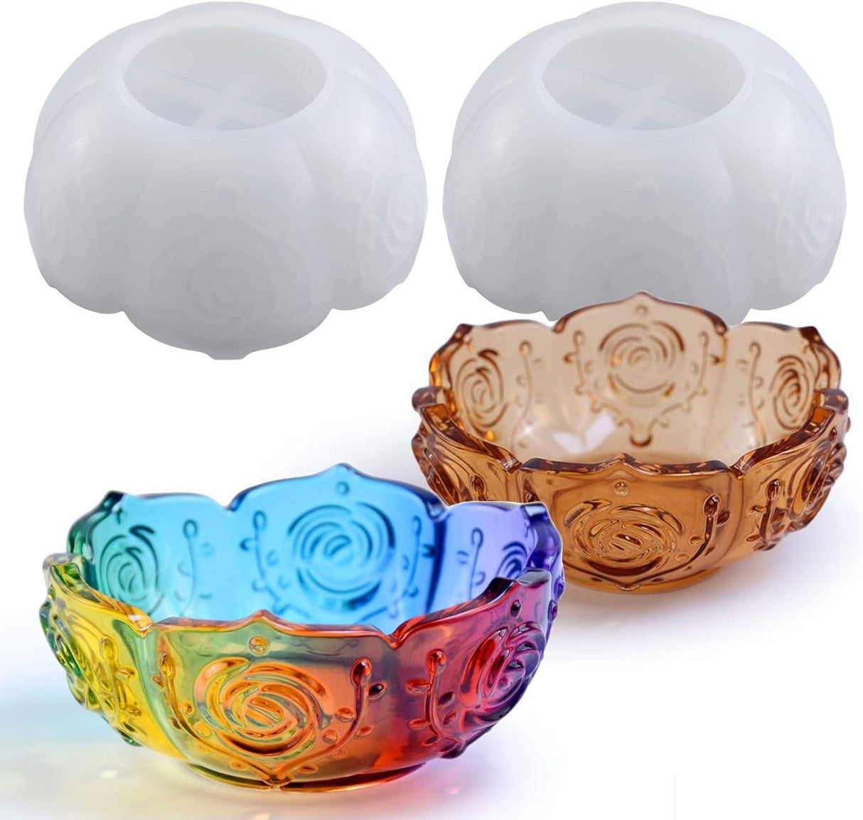 2PCS Flower Tray Resin Mold, Lotus Bowl Silicone Mold for Epoxy Resin Casting, Unique Resin Concrete Mold for DIY Jewelry Holder Trinket Container WoodArtSupply