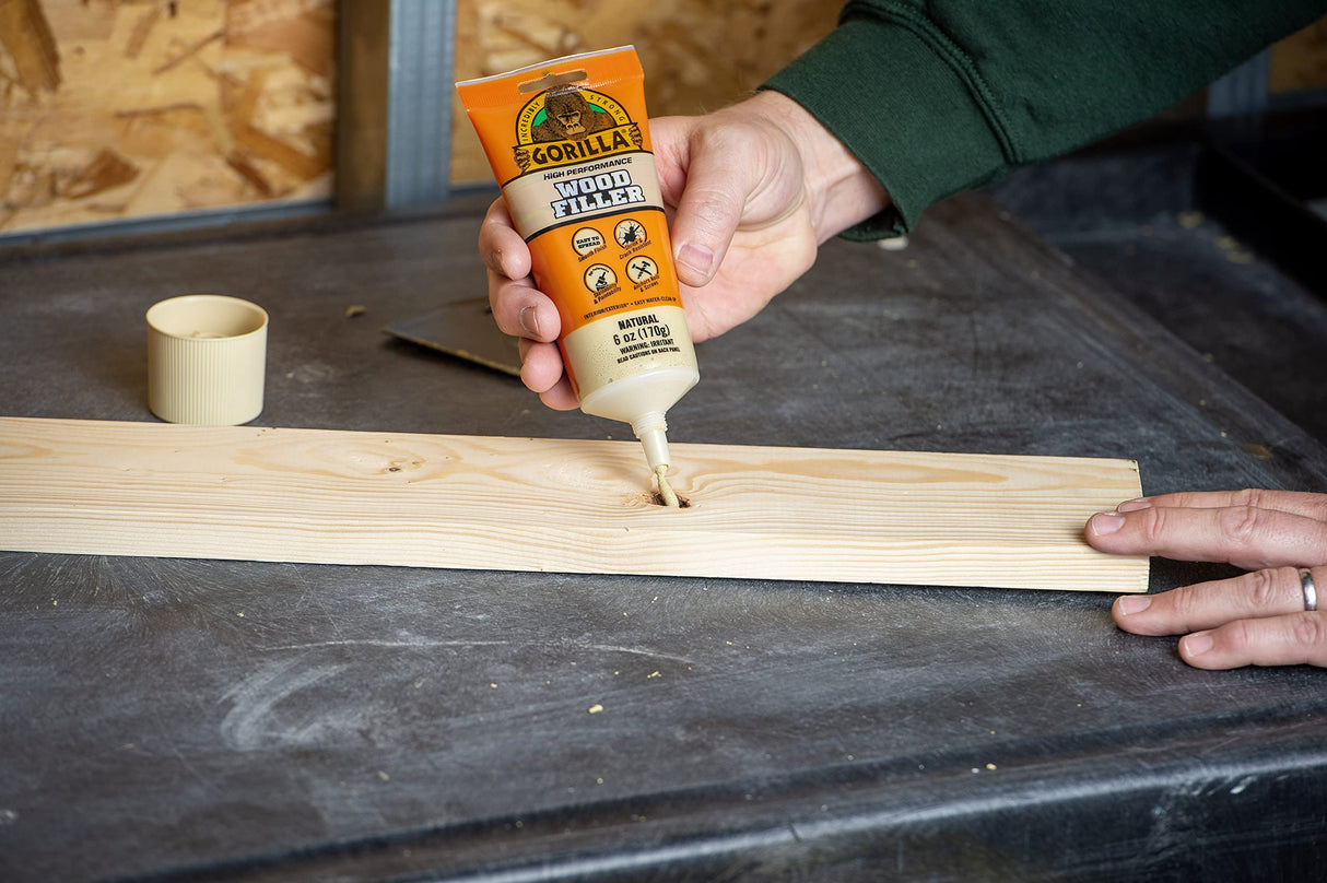 Gorilla All Purpose Wood Filler, 6oz Tube, Natural (Pack of 1) Gorilla