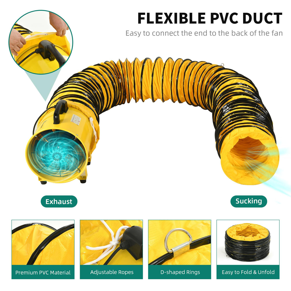 YITAHOME Two Speed Exhaust Fan 12 Inch, Utility Blower Extractor Fan with GFCI Plug Automatic Power-off Protection, Portable Ventilation Fan with YITAHOME