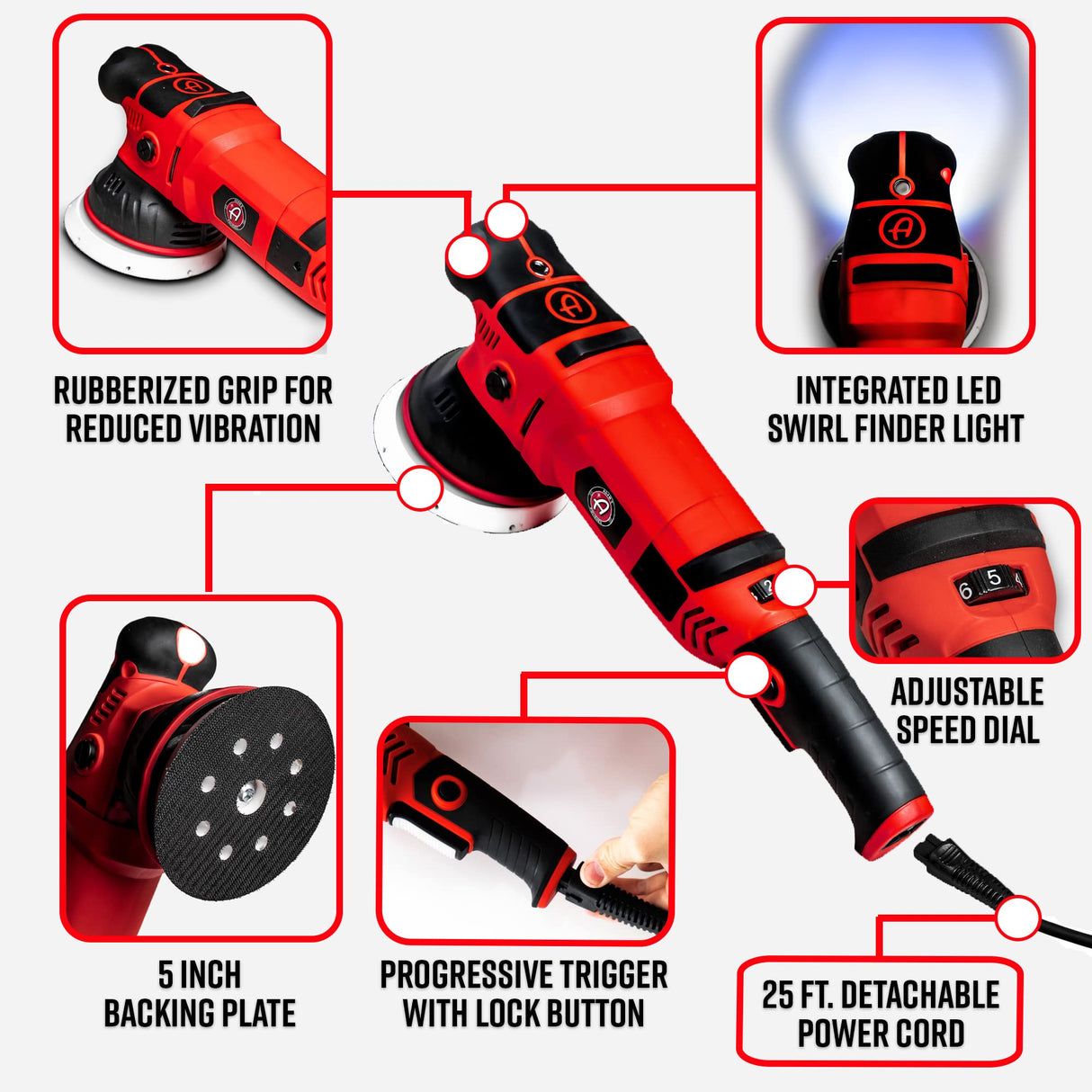 Adam's Polishes SK Pro 15mm Car Polisher - Professional Buffer Polisher For Car Detailing | Use W/Car Polish, Polishing Compound, or Car Scratch Adam's Polishes