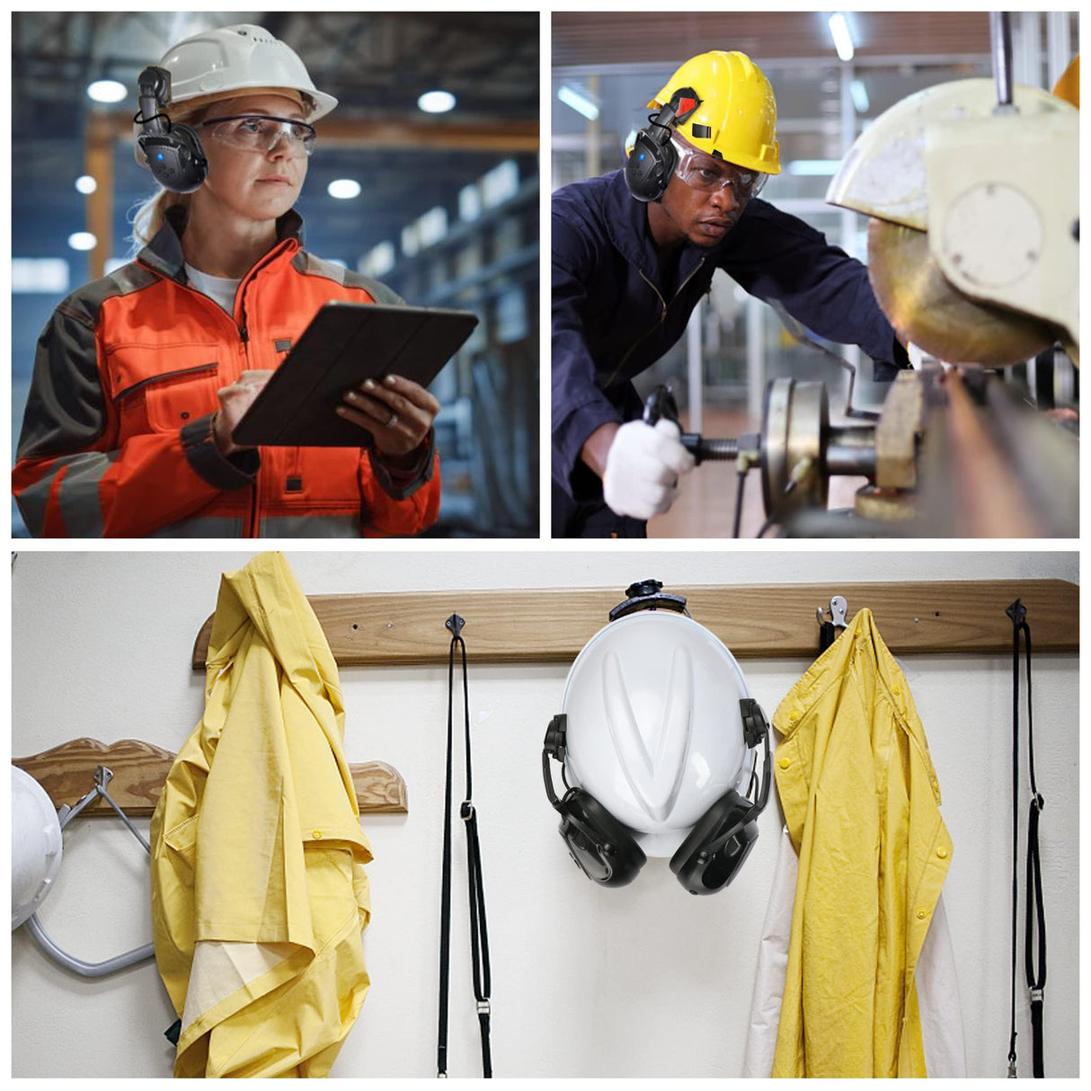 Kalence Bluetooth Hard Hat Ear Muffs, NRR 28dB Adjustable Cap-mounted Bluetooth Hearing Protection Earmuffs 50H Playtime Safety Earmuffs Work Kalence