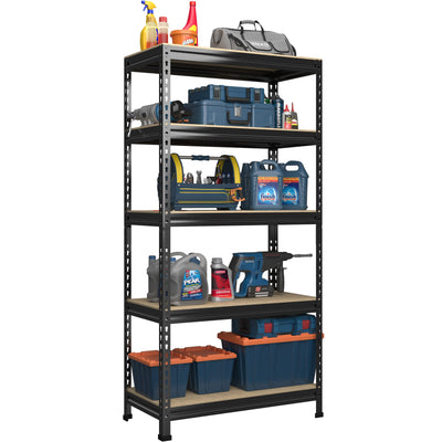 PrimeZone 32" W x 16" D x 63" H Storage Shelves - 5 Tier Adjustable Garage Storage Shelving, Heavy Duty Metal Storage Utility Rack Shelf Unit for
