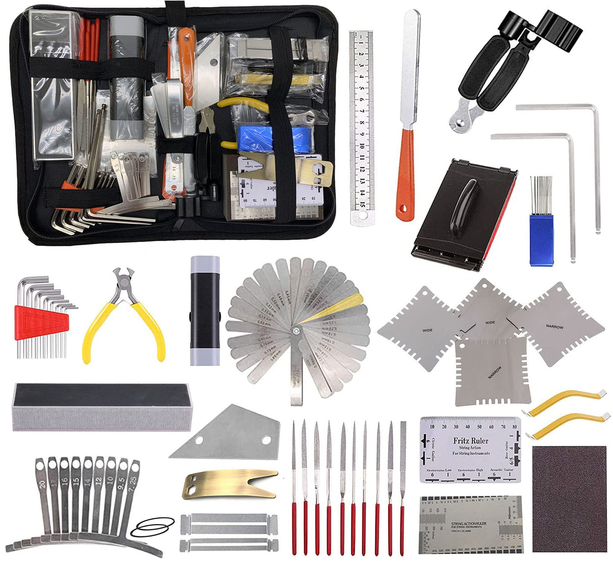 Jiayouy 51Pieces Guitar Repairing Tool Kit Guitar Care Maintenance tool with Carry Bag for Acoustic Electric Guitar Ukulele Bass Mandolin 21 Kinds of Jiayouy
