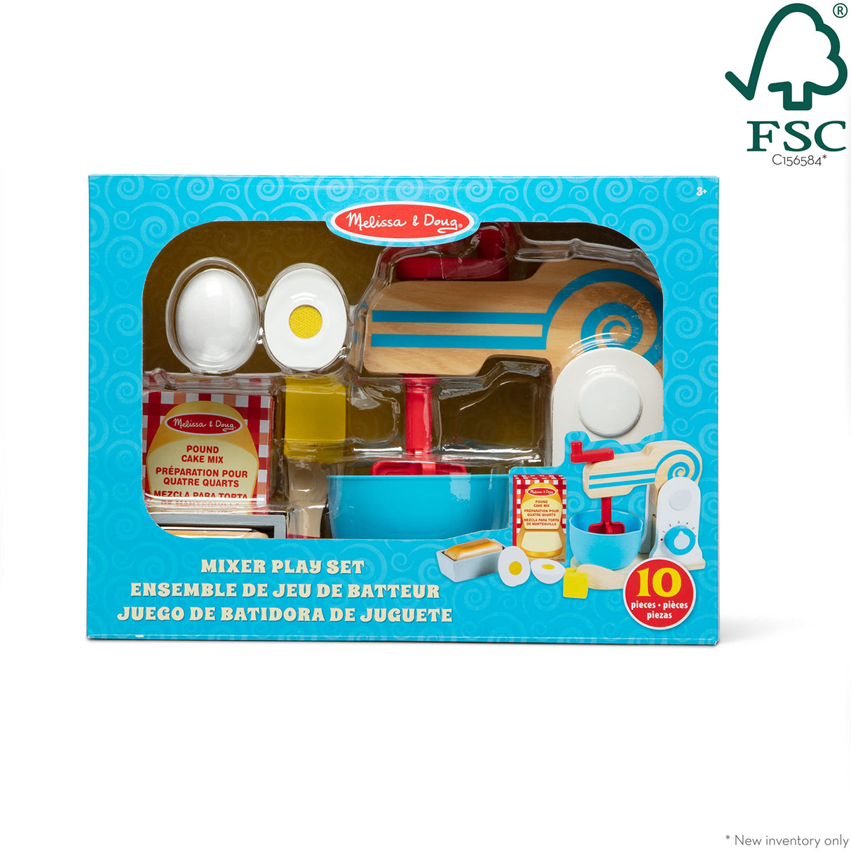 Melissa & Doug Wooden Make-a-Cake Mixer Set (10 pcs) - Food and Playset Accessories, Pretend Play Kitchen Toys For Kids Ages 3+ Melissa & Doug