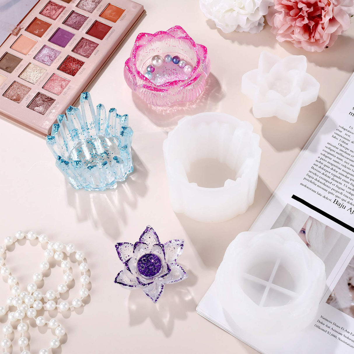 3 Shapes Resin Candle Holder Silicone Moulds Crystal Shape Candle Holder Mould Flower Lotus Tealight Resin Mould Lotus Candlestick Epoxy Casting Patelai