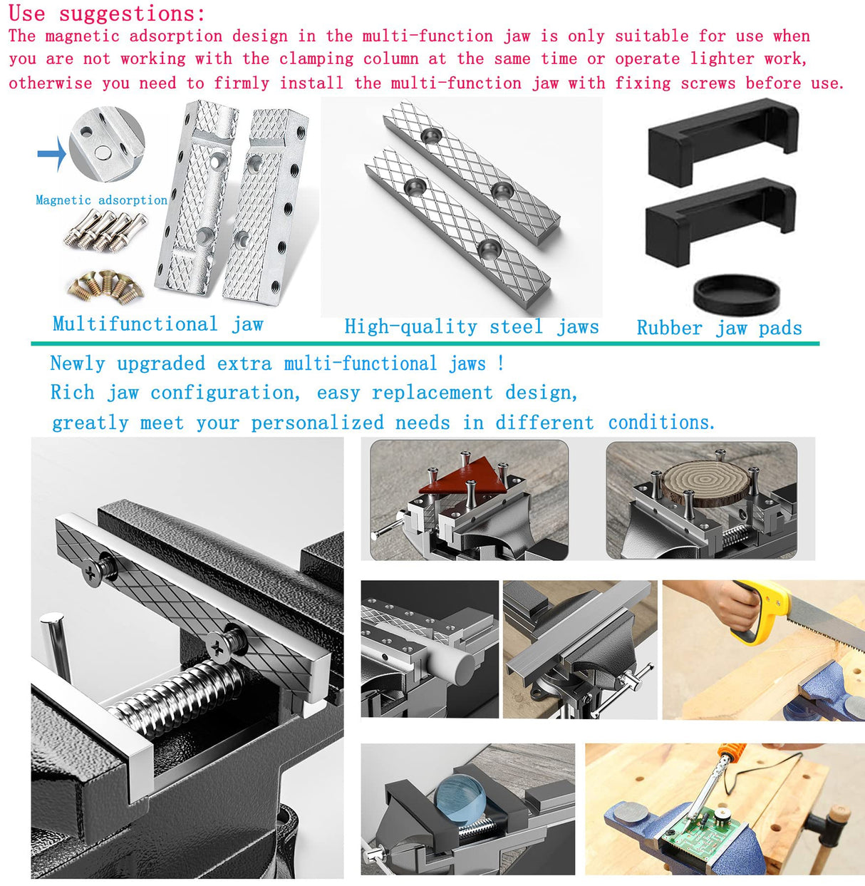 MYTEC Bench Vise or Table Vise, multifunctional jaw, multi-functional Combined Vise with Quick Adjustment, Universal Rotate 360° Work Clamp-On Vise, MYTEC