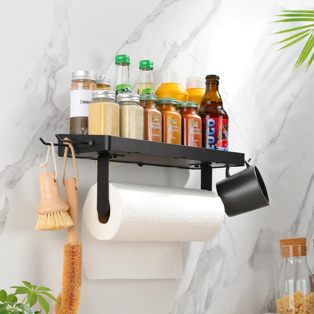 ZUNTO Garage Paper Towel Holder with Shelf - Paper Towel Holder Wall Mount, Garage Organization and Storage, Stainless Steel Paper Towel Rack with ZUNTO