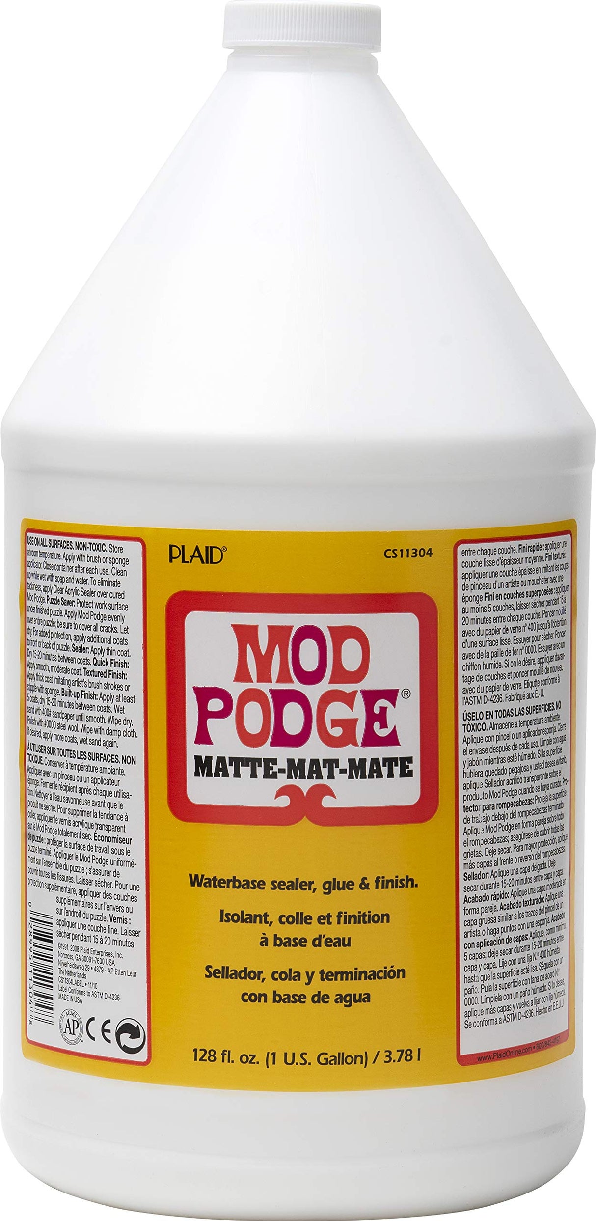 Mod Podge CS11304 Waterbase Sealer, Glue and Finish, 128 oz, Matte Mod Podge