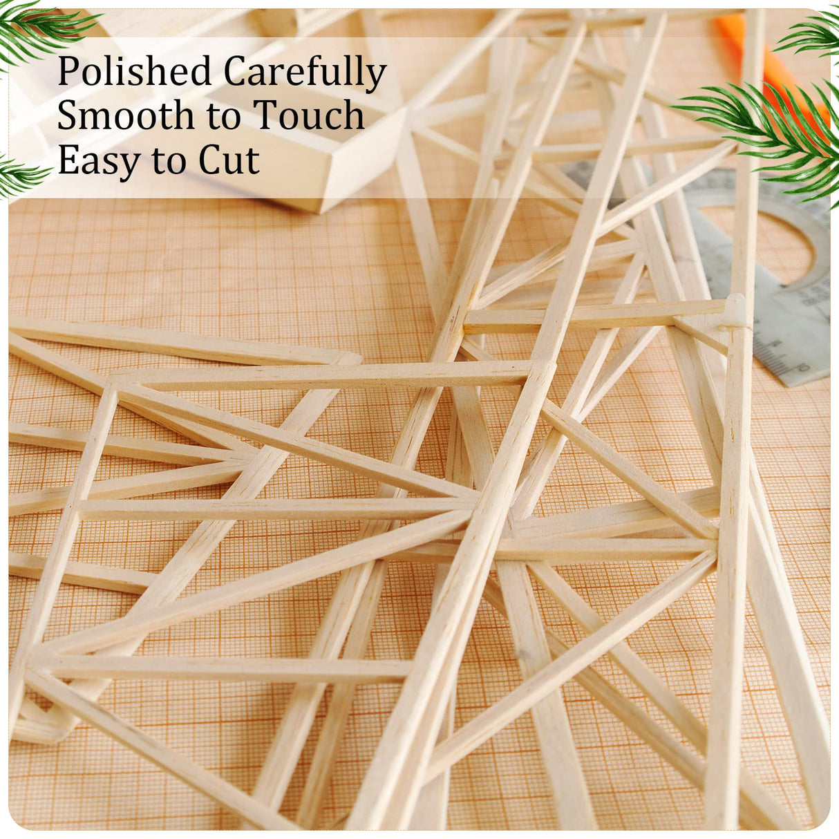 120 Pieces Balsa Wood Sticks 1/4 x 1/4 x 12 Inch Balsa Wood Strips Hardwood Square Wooden Dowels Unfinished Balsa Wood Strips for Craft DIY Supplies Yulejo