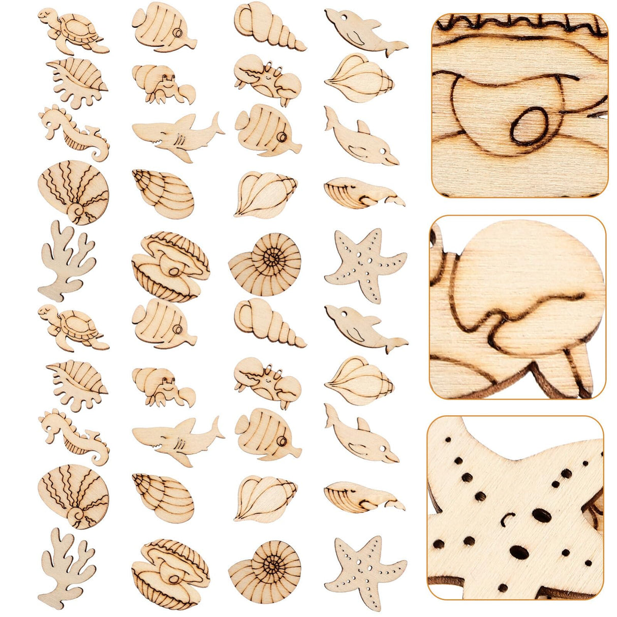 Toyvian 100pcs Handmade Painting Cutouts Marine Animal Cutouts Wood Animals Cutouts Unfinished Animal Cutout Ocean Animal Cutouts Sea Animals Cutouts Toyvian