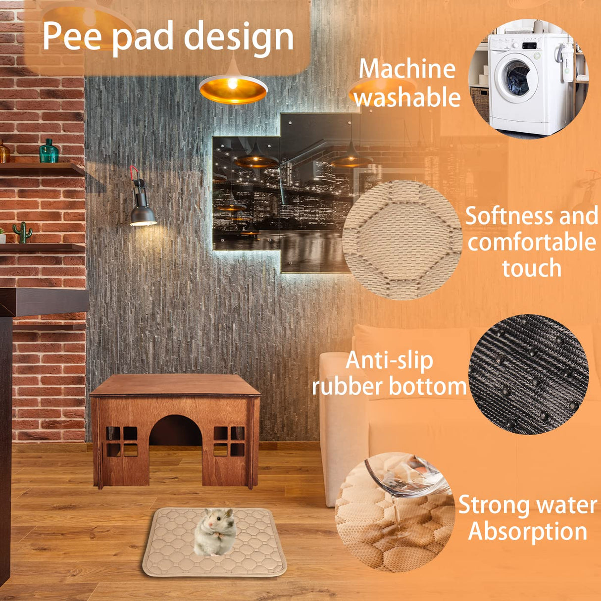 Large Wood Guinea Pig Hideout with Windows,Hamster House Hideout,Small Animals Pets Houses Hideouts,Suitable for Chinchilla,Hamsters and Small Rabbit WHEARTED
