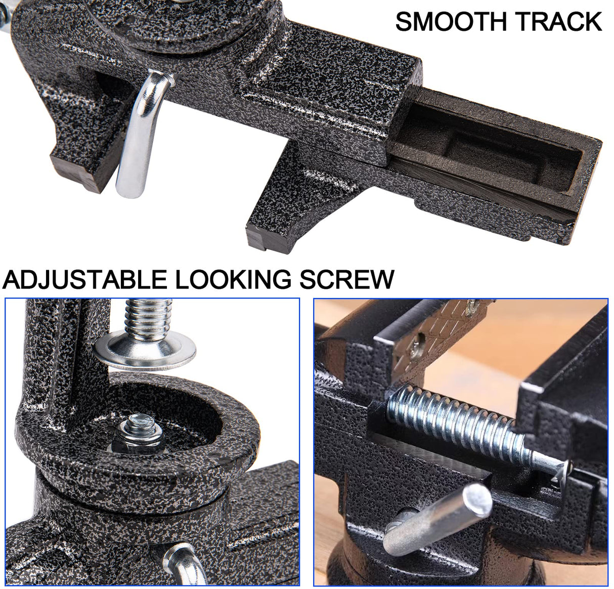 Universal Table Vise 3 Inch, Home Vise Clamp-on Portable Bench Clamp, 360° Swivel Base Clamps Fixed Tool for Woodworking, Handcraft Creations, CMOOD