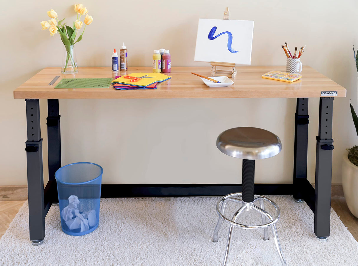 Seville Classics UltraHD Heavy Duty Commercial Height Adjustable Workbench w/Solid Wood Top, 1000 lbs. Weight Capacity for Garage, Warehouse, Seville Classics