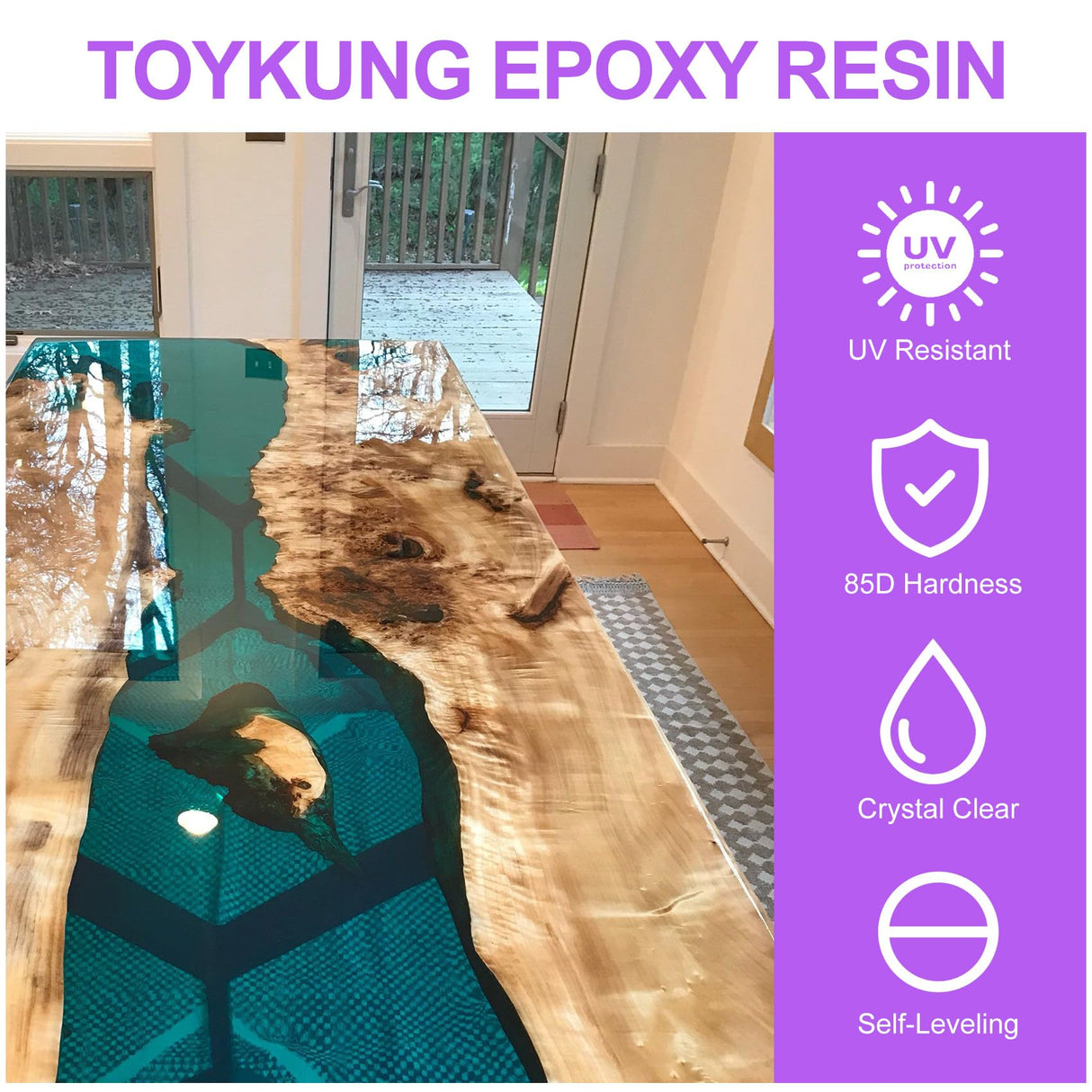 Deep Pour Epoxy Resin, 1.5 Gallon 2 to 4 Inch Depth Epoxy Resin Kit Crystal Clear Bubble Free High Gloss Self Leveling for River Table Top, Bar Top, Toykung