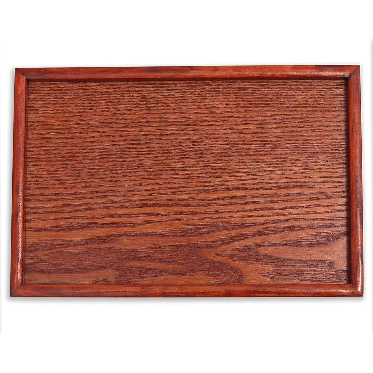 Solid Wood Serving Tray, Rectangle Non-Slip Tea Coffee Snack Plate, Food Meals Serving Tray with Raised Edges for Home Kitchen River-CJ
