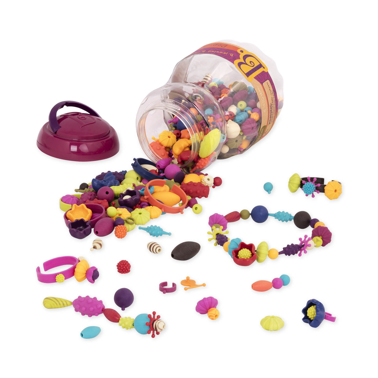 B. toys – Pop Arty! 500 Pcs- Jewlery Making Kit- Creative Pop Snap Bead Set for Kids –DIY Craft Jewelry Making Kit –Necklaces, Rings, Bracelets – 4 B. toys