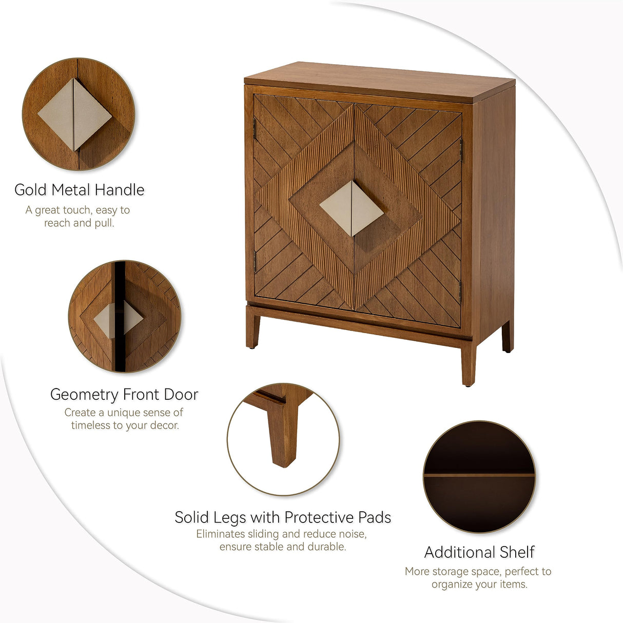 COZAYH Farmhouse Storage Cabinet Accent Sideboard Wood Buffet Cabinet with 2-Door for Living Room, Hallway, Bedroom, Dining Room COZAYH