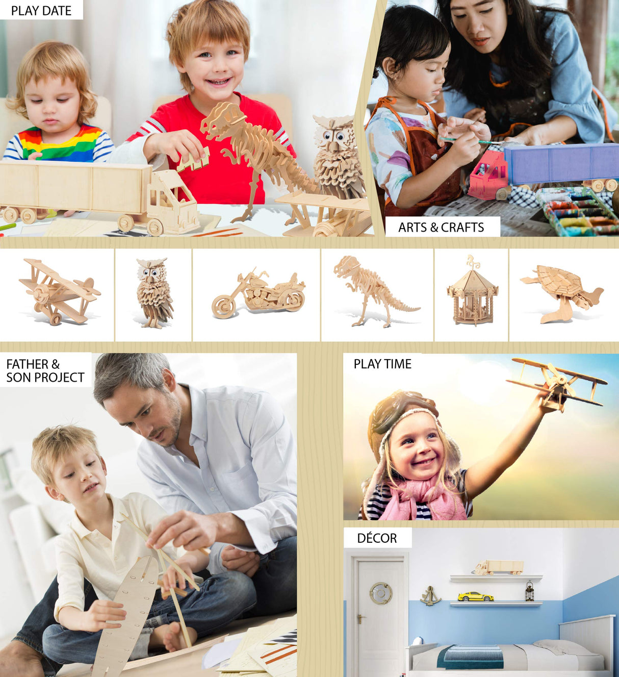 Puzzled 3D Puzzle Semi Truck Wood Craft Construction Model Kit, Fun Unique & Educational DIY Wooden Toy Assemble Model Unfinished Crafting Hobby Puzzled