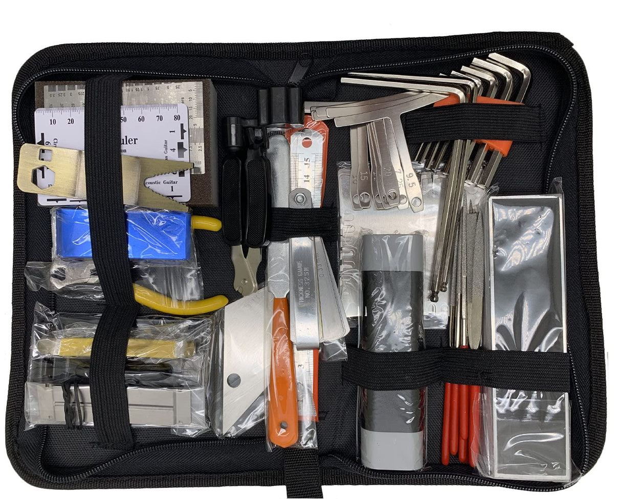 Jiayouy 51Pieces Guitar Repairing Tool Kit Guitar Care Maintenance tool with Carry Bag for Acoustic Electric Guitar Ukulele Bass Mandolin 21 Kinds of Jiayouy