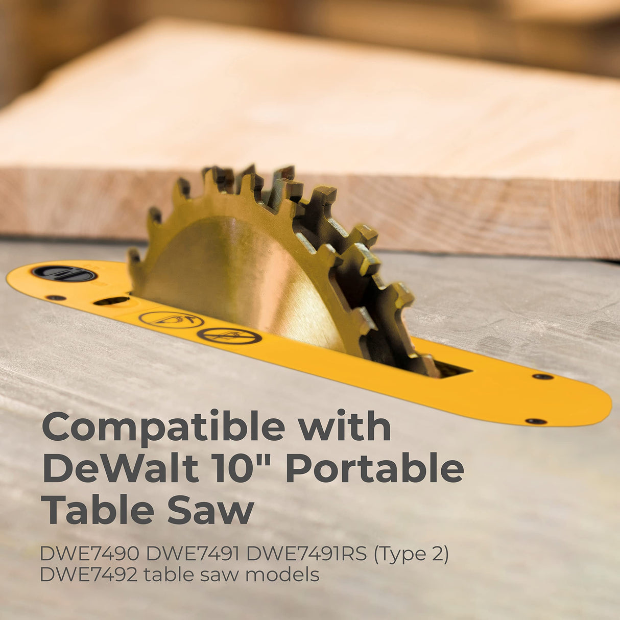 TonGass Dado Throat Plate Compatible with DeWalt 10" Portable Table Saw (DWE7490 DWE7491 DWE7491RS DWE7492) - Made from Impact-Resistant PC/PBT Blend TonGass