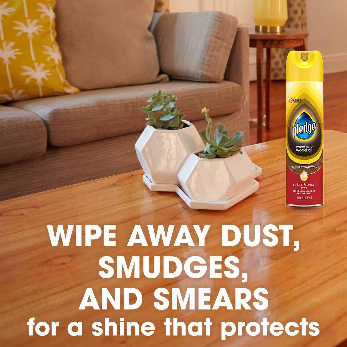 Pledge Wood Oil, Expert Care, Aerosol, Amber & Argan Scent, 9.7 oz. Pledge