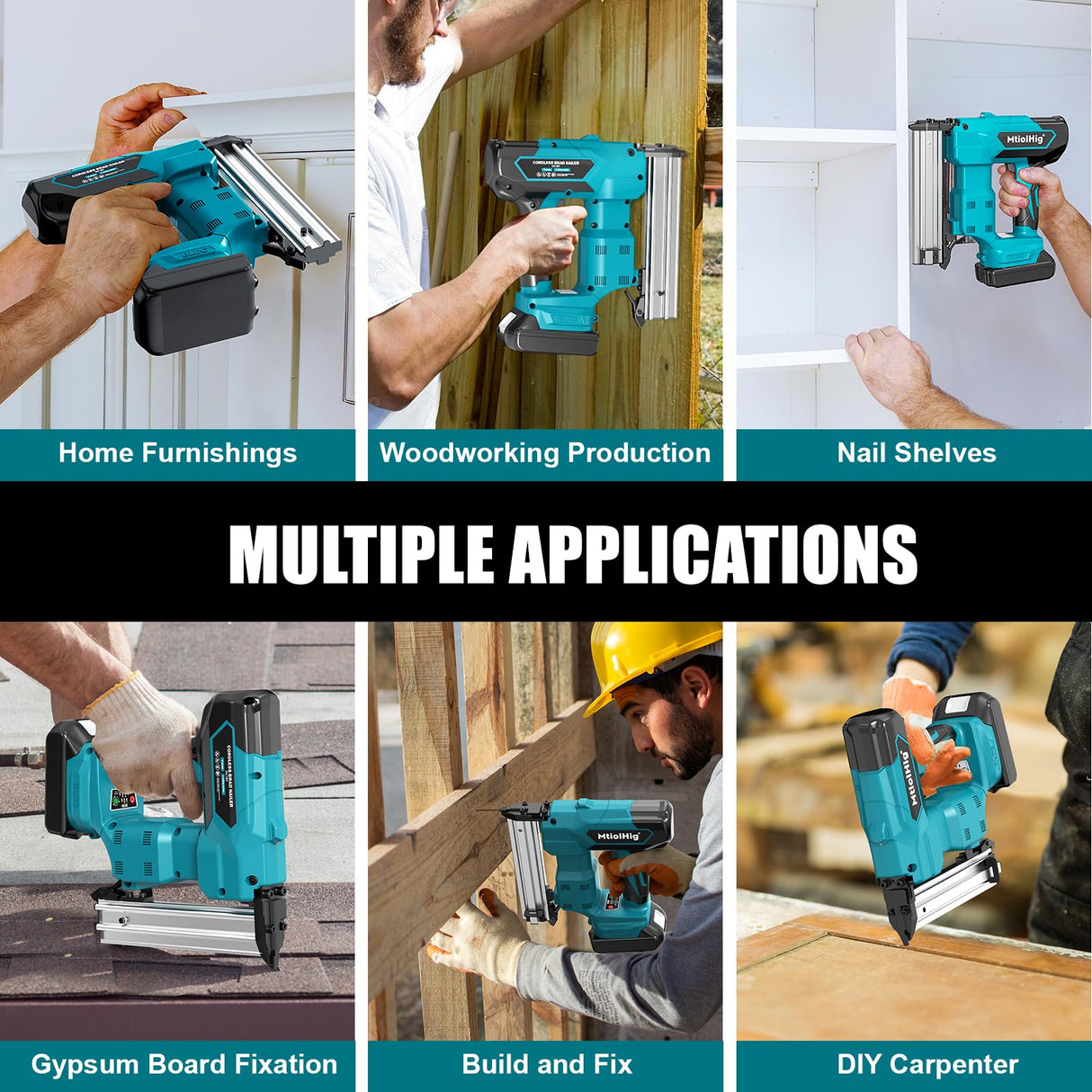 Cordless Brad Nailer for Makita 18V Lithium-Ion Battery, Powered Electric Nail Gun for Wood 18GA, Brushless Motor, 2 Mode, 18 Gauge 5/8 to 1-1/4 MtiolHig