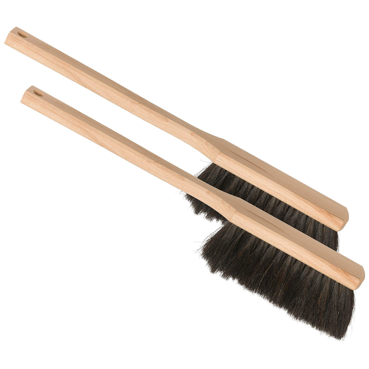 Redecker Horsehair Workshop Brush with Extra-Long Beechwood Handle, Set of 2, Stiff Natural Bristles, 17 inches, Made in Germany REDECKER
