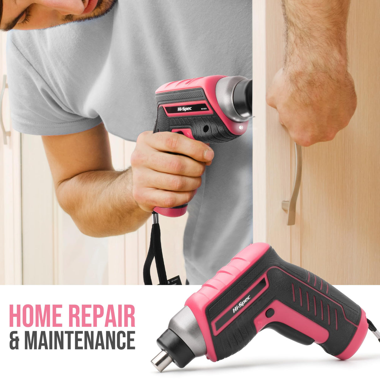 Hi-Spec 35pc Pink tool kit with 3.6V USB Electric Screwdriver and drill set. Complete women tool set Hi-Spec