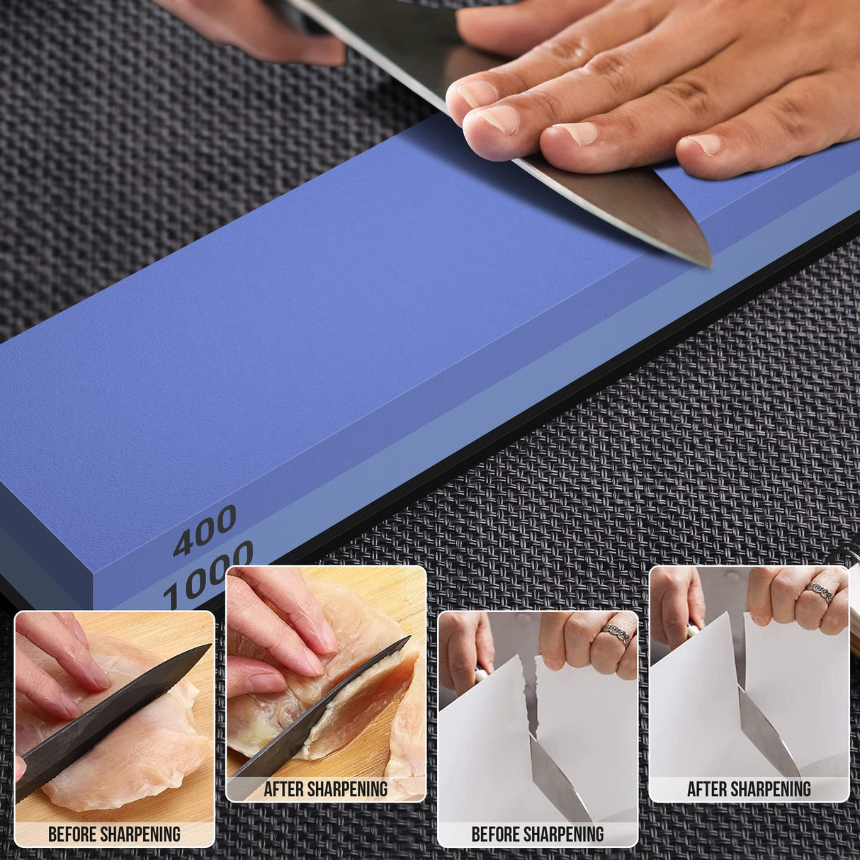 YeopAsda Knife Sharpening Stone Set - Premium 4 Side Grit 400/1000 3000/8000 Whetstone Sharpener Kit - Non-Slip Bamboo Base,Cut Resistant Gloves, YeopAsda
