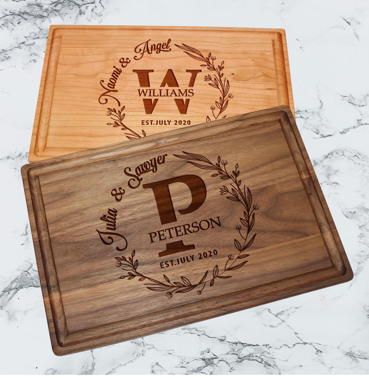Silverhill Design Customized Love: Personalized Engraved Wood Cutting Boards for Couples - Ideal Gift for Weddings, Anniversaries, Housewarming and Silverhill Design