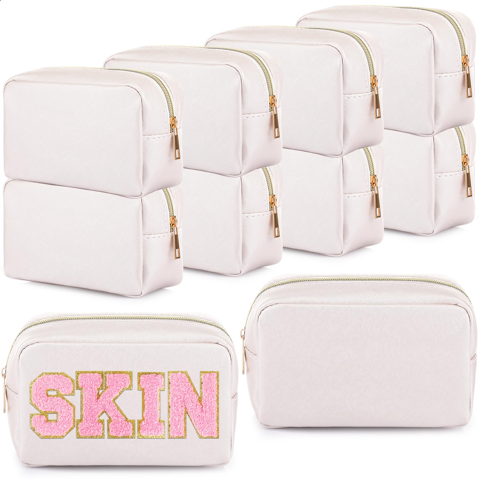 Silkfly 30 Pcs Cotton Canvas Makeup Bags Canvas Cosmetic Bag with Zipper  Two Tone Make up Bags Bulk with Bottom Blank DIY Pouches Bags Multi Purpose