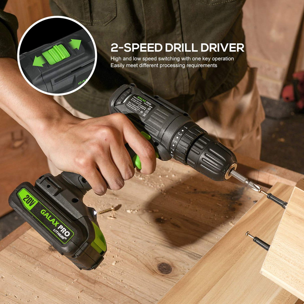 GALAX PRO Cordless Drill Driver/Impact Driver with 1pcs 1.3Ah Lithium-Ion Batteries, Charger Kit, 11pcs Accessories and Tool Bag GALAX PRO