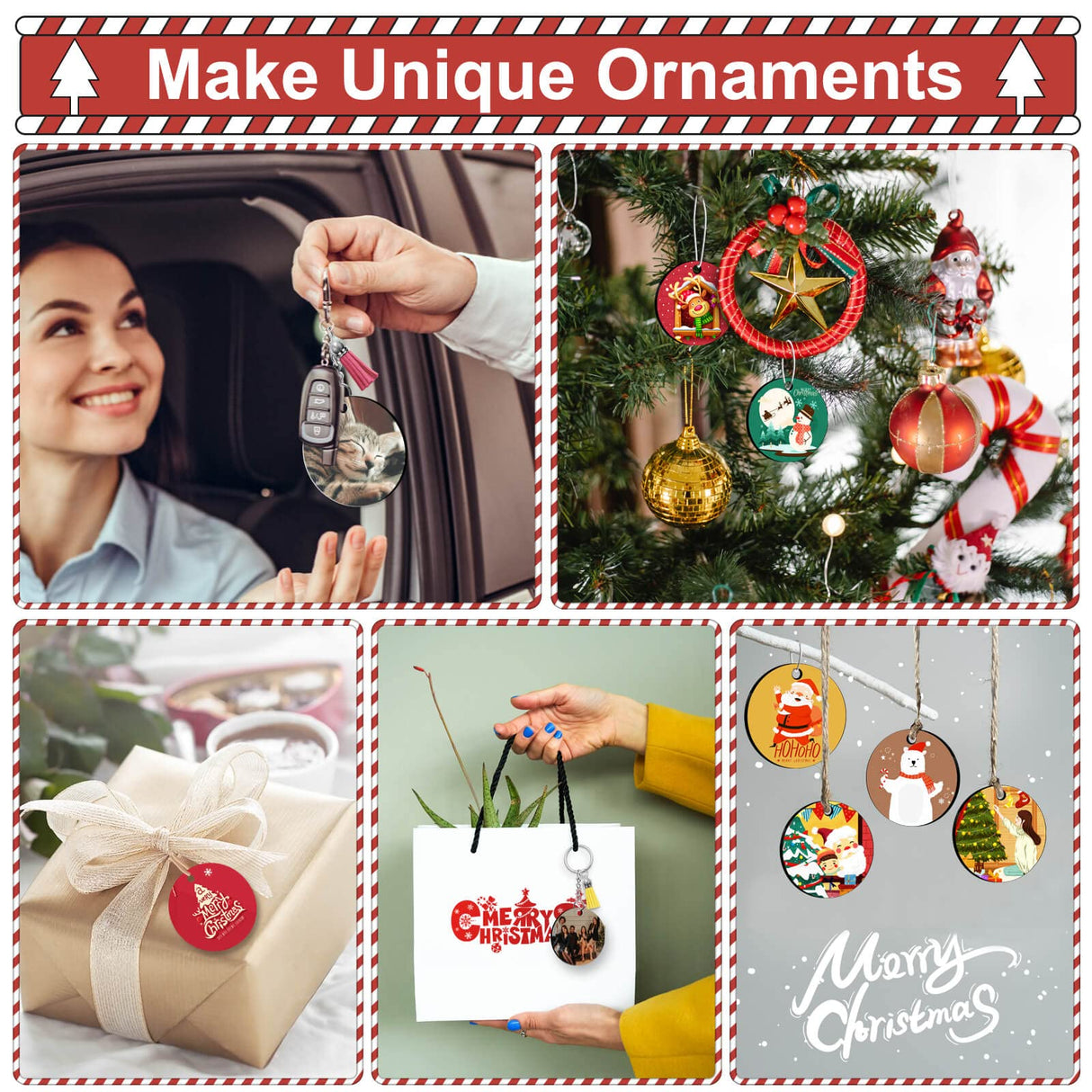 Sublimation Ornament Blanks, Cridoz 28Pcs Round Sublimation Blanks Pendants Bulk for Christmas Day and Halloween Day Ornaments Supplies, DIY cridoz