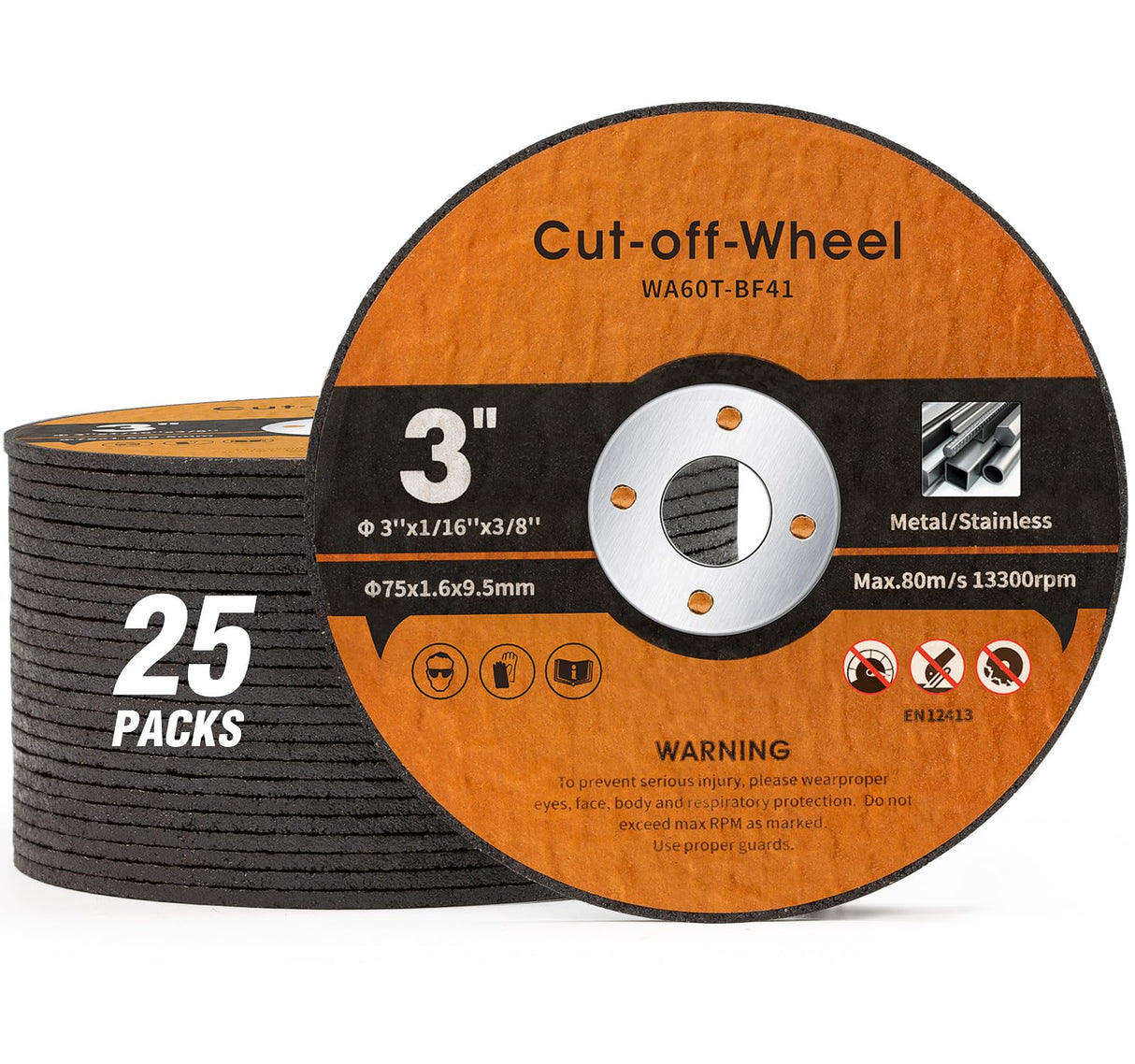 Shawya 25 PCS 3 Inch Cut Off Wheels Metal and Stainless Steel Cutting Wheel for Angle Grinder 3"x1/16"x3/8"Cutting disc Die Grinder Cut Off Wheel Shawya