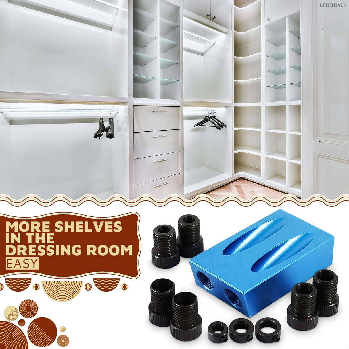 14Pcs Pocket Hole Jig Kit - 15° Punch Locator Angle Woodworking Tool Hole Screw Jig Positioner Drilling Kit Bit Jig Clamps for Woodworking - Dowel LIBERHAUS