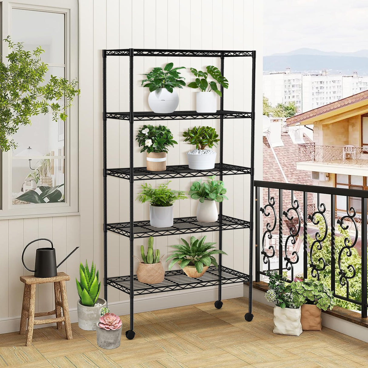 YYkokocat 5-Tier Wire Shelves 61" H x 30" x 14" Metal Storage Shelves Adjustable Wire Shelving Rack with Wheels & Leveling Feet NSF Metal Shelf Unit YYkokocat