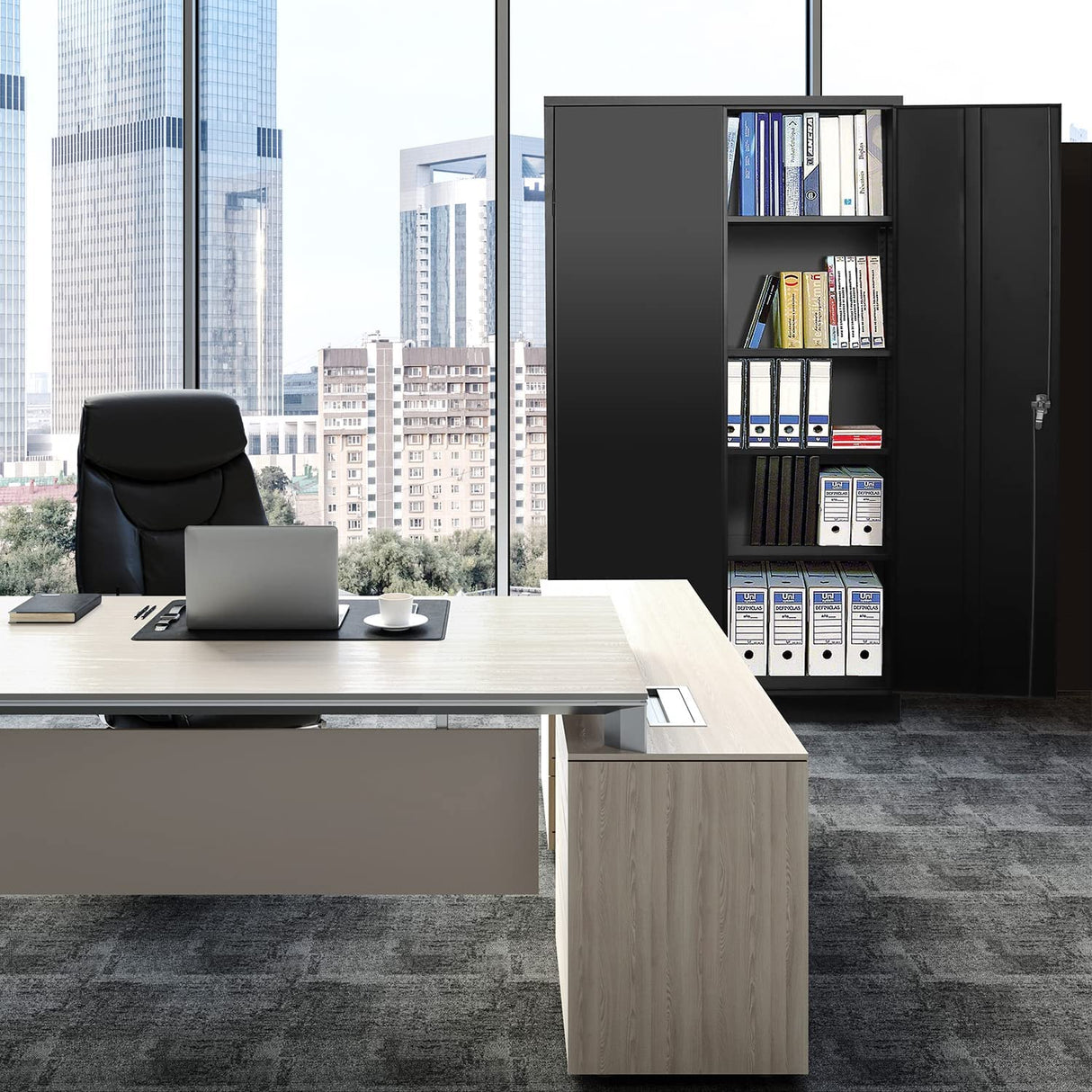 Ochangqi Metal Garage Storage Cabinet with 2 Doors and 4 Adjustable Shelves - 72" Steel Lockable File Cabinet,Locking Tool Cabinets for Ochangqi