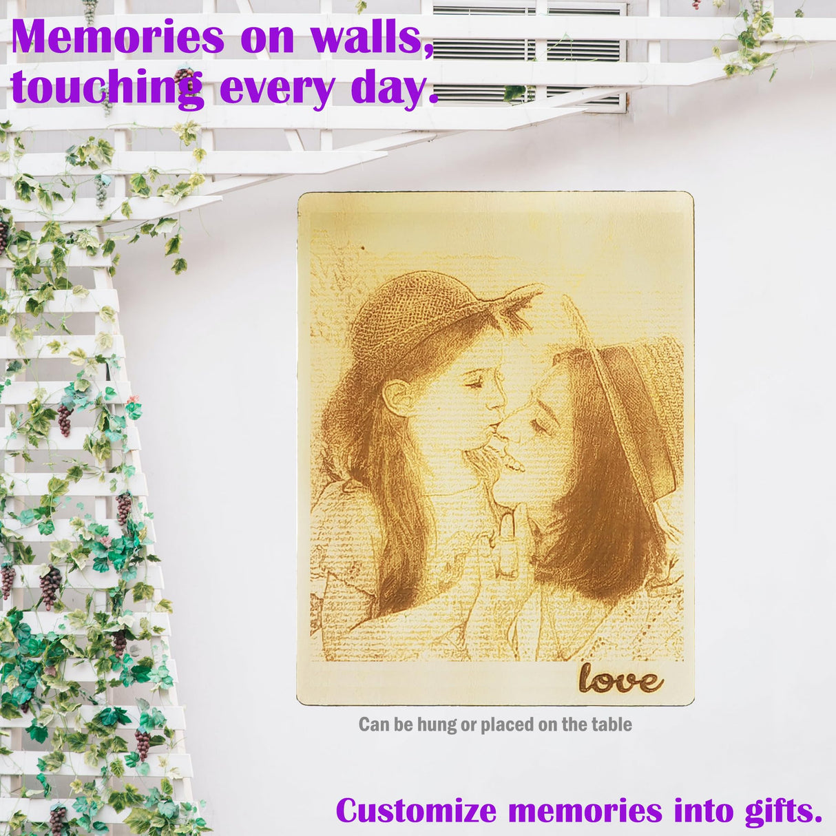 Personalized Engraved Wooden Photo, Custom Photo Engraved for Living Room, Bedroom, Kitchen, Perfect Decoration Gifts for Birthday,Wedding, matili