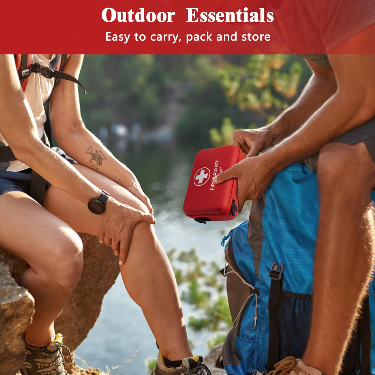 First Aid Kit 340 Piece, Premium Waterproof Hard Shell Medical Kit for Car, Home, Office, Travel, Camping, Sports, Outdoor, School - Emergency First Atickyaid