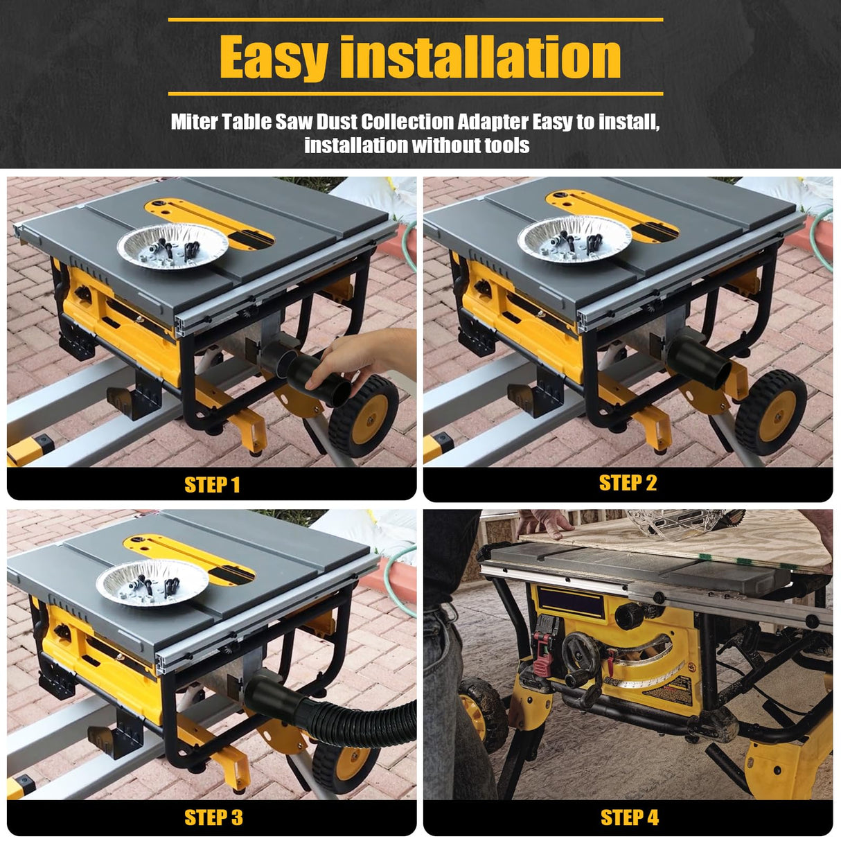 Table Saw Vacuum Adapter Replacement For Dewalt DWE7491RS Dust Collection Shop Vac Attachment Construction - Suitable for connecting 2 1/2 "table saw Adabuing