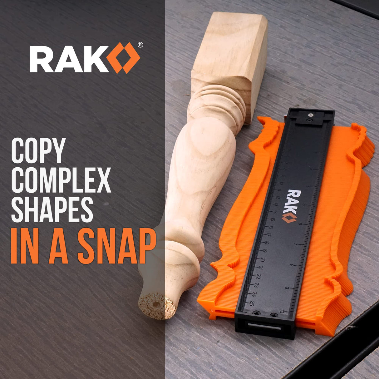 RAK Contour Gauge - Christmas Gifts for Dad - 10 Inch Edge Profile Measuring Tool with Lock - Adjustable Irregular Shape Outline of Flooring, Laying RAK
