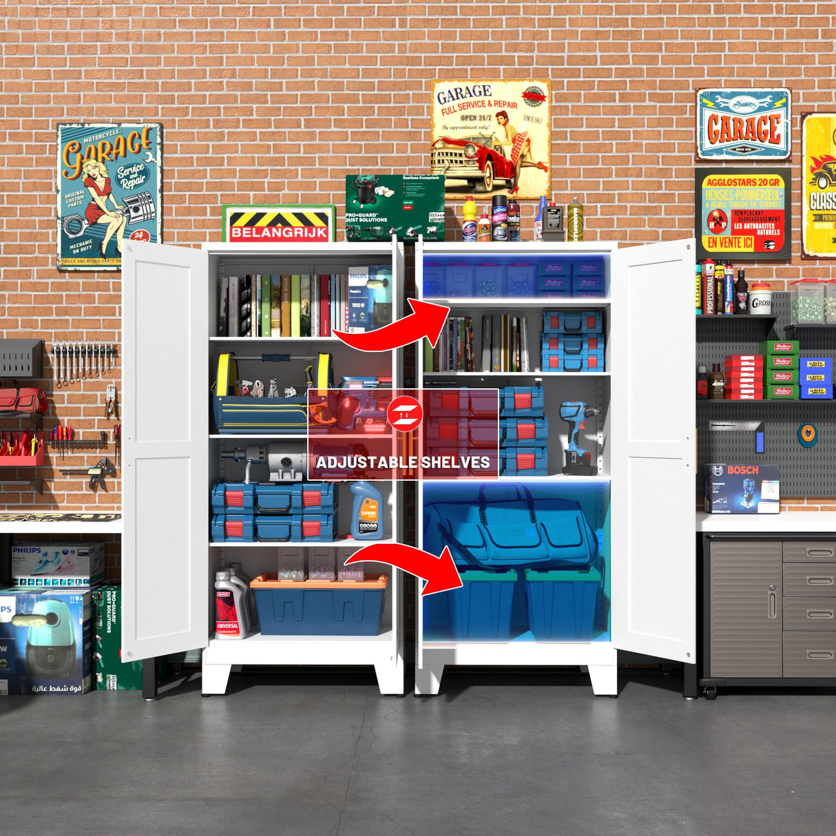 GAIOUS 61.02" Pantry Cabinet, Kitchen Pantry Storage Cabinets with Adjustable Shelves and Feet, White Pantry Storage Cabinet for Kitchen, Dining GAIOUS