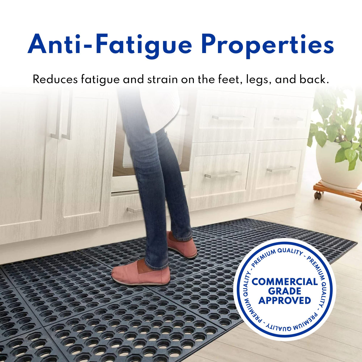 New Star Foodservice 533517 Commercial Grade Grease Resistant Anti-Fatigue Rubber Floor Mat, 36" x 60", Black New Star Foodservice