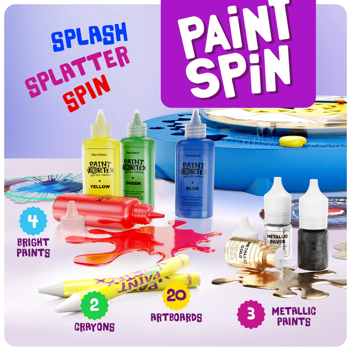 Paint Spin Art Machine Kit for Kids - Arts and Crafts for Boys & Girls Ages 4-8 - Art Craft Set Gifts for 6-9+ Year Old Boy, Girl- Cool Painting Dan&Darci