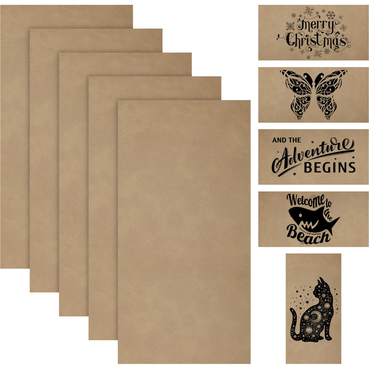 Huhumy 5 Pieces Laserable Leather Sheets 12 x 24 Inch Leatherette Sheets Brown Laser Leather Laser Engraving Supplies for Laser Engraving Art Craft Huhumy