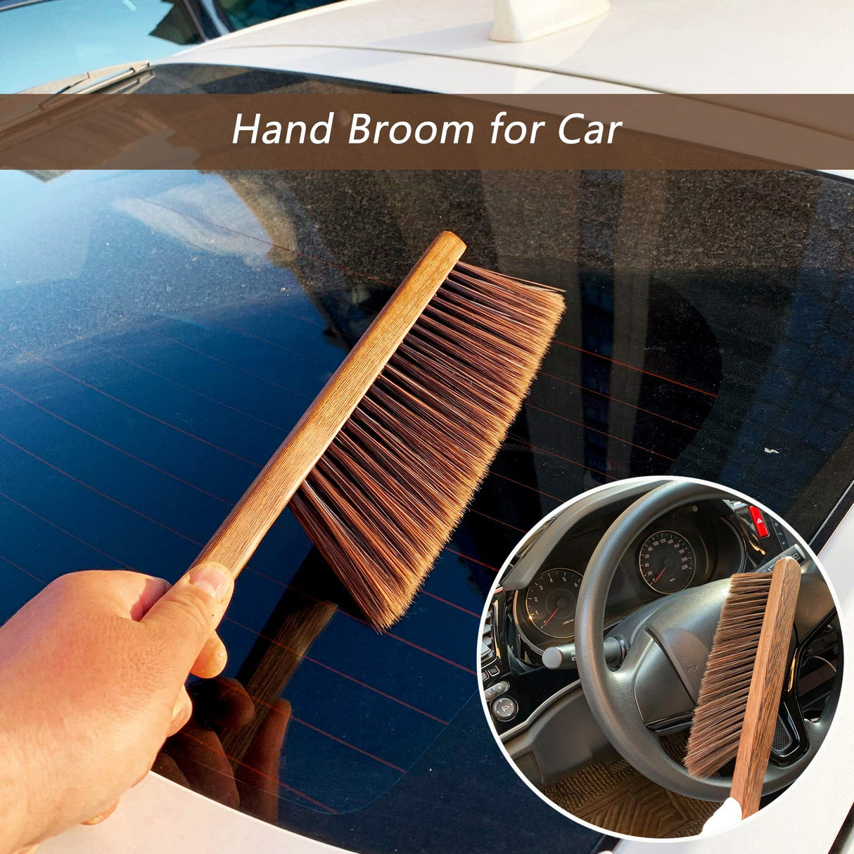 Hand Broom Cleaning Brushes-Soft Bristles Dusting Brush for Cleaning Car/Bed/Couch/Draft/Garden/Furniture/Clothes,Wooden Handle jrceliy