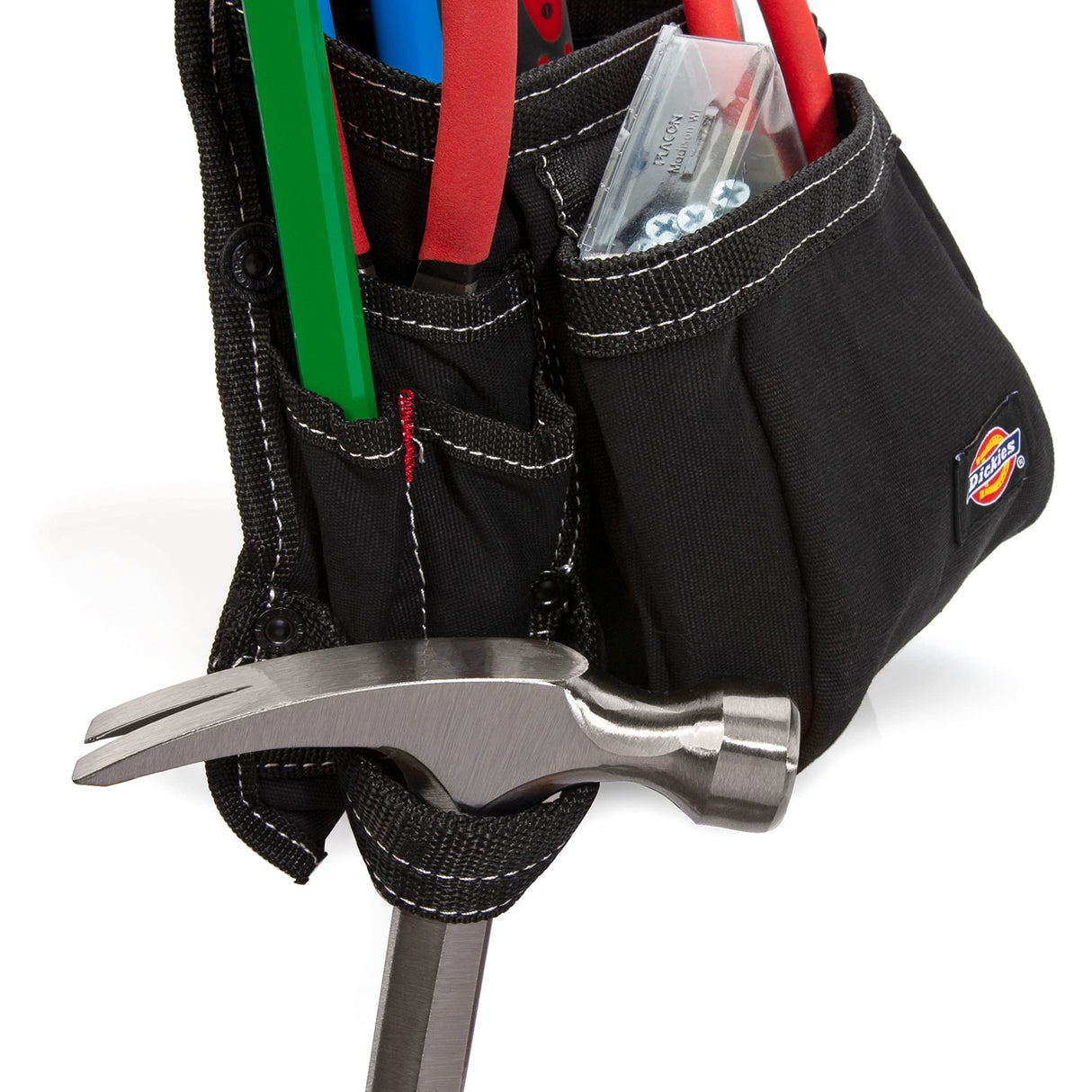 Dickies 8-Pocket Canvas Tool and Utility Pouch for Work Belts, Fastener Pocket, Hammer Loops, 2-inch Belt Loop, Black Dickies